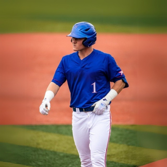 Sponsored baseball player by Locked Eyewear. Payton Allen baseball player for the University of Kansas wearing Locked sport sunglasses.