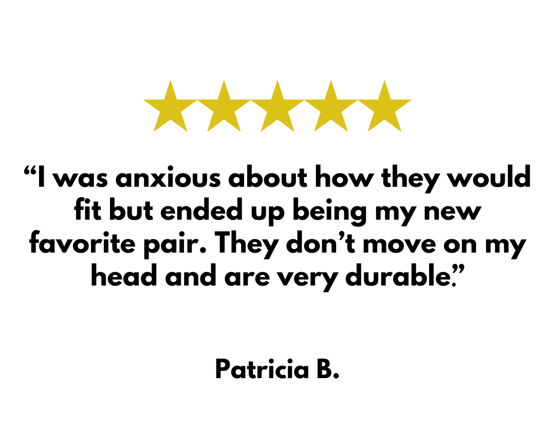 Review from Patricia B on the PA10 Polarized Sport Sunglasses "I was anxious about how they would fit but ended up being my new favroite pair. They don't move on my head and are very durable"