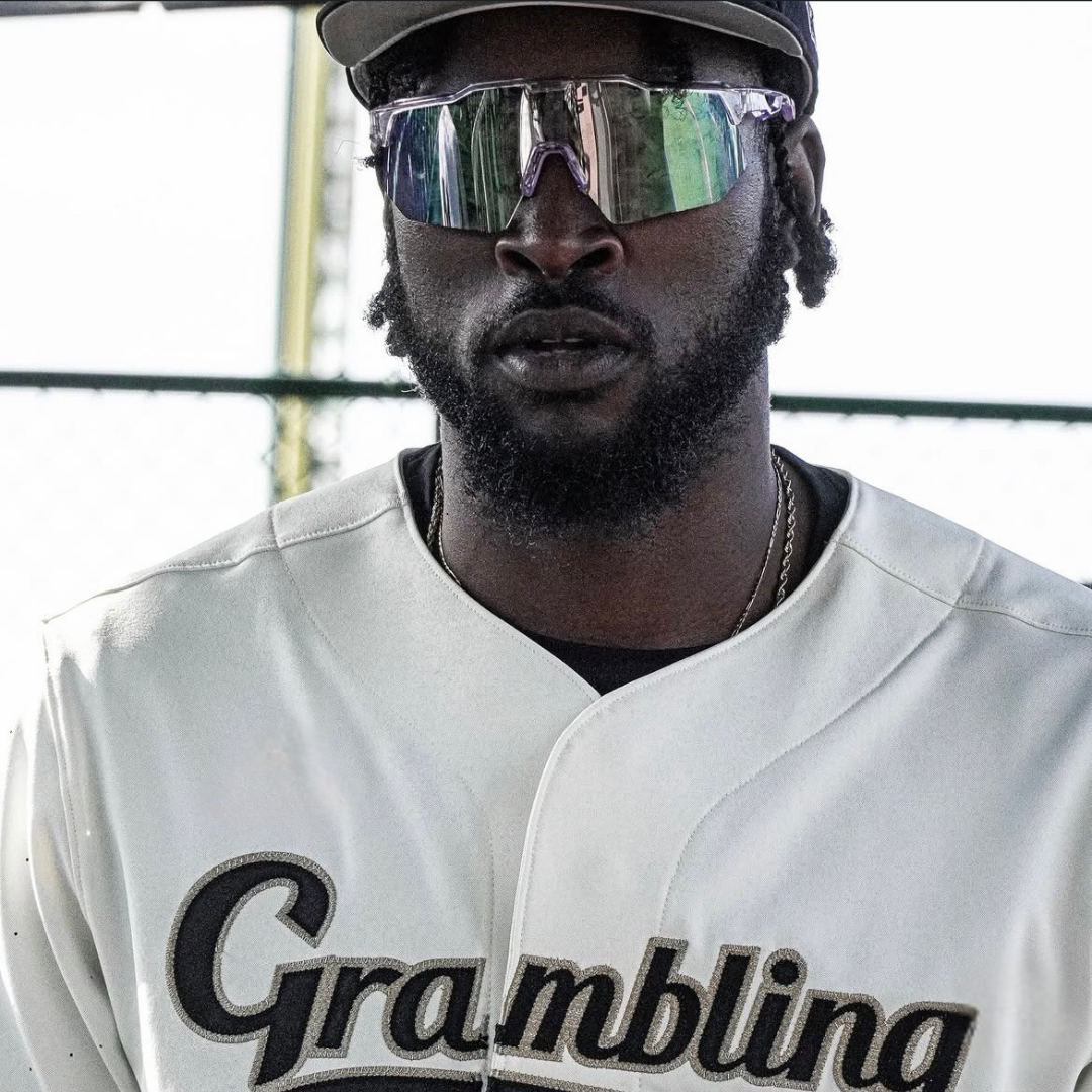 Chenar Brown baseball player at Grambling State Universtity wearing Locked Polarized Sport Sunglasses.