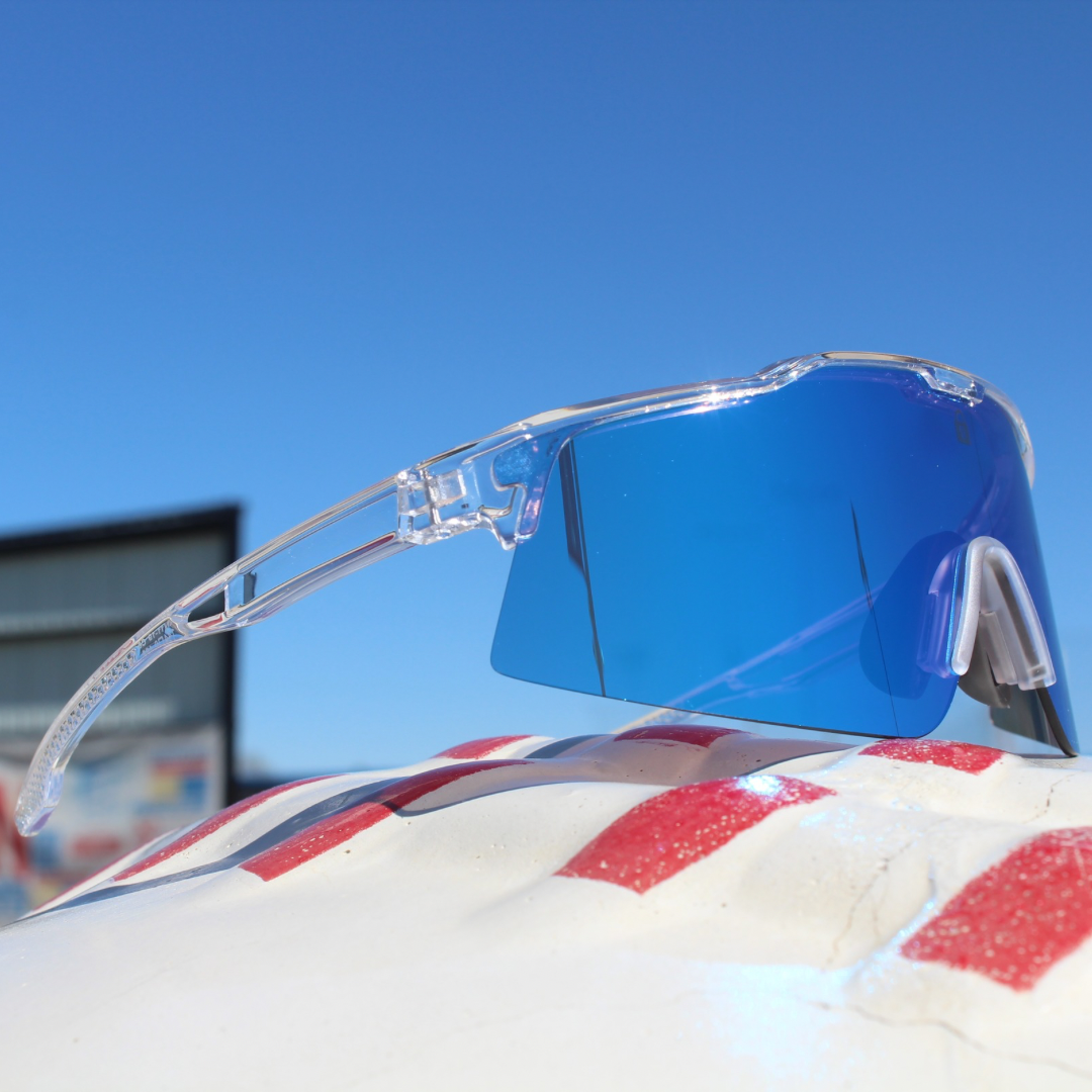 Right side profile of Ace Model Sunglasses, demonstrating lightweight construction and sporty design ideal for baseball games and outdoor adventures.