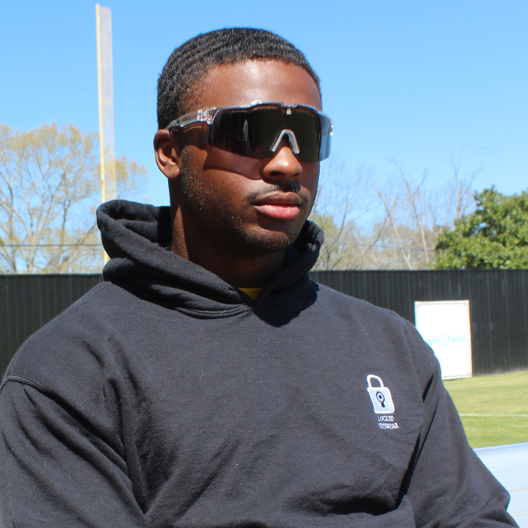 Image of Professional baseball player wearing locked eyewear's veteran model.