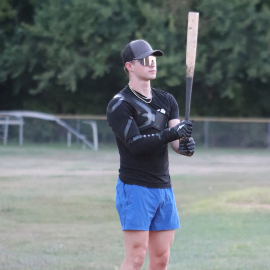 Elite athlete wearing Locked Eyewear baseball sunglasses on the field, professional sport sunglasses for peak performance.