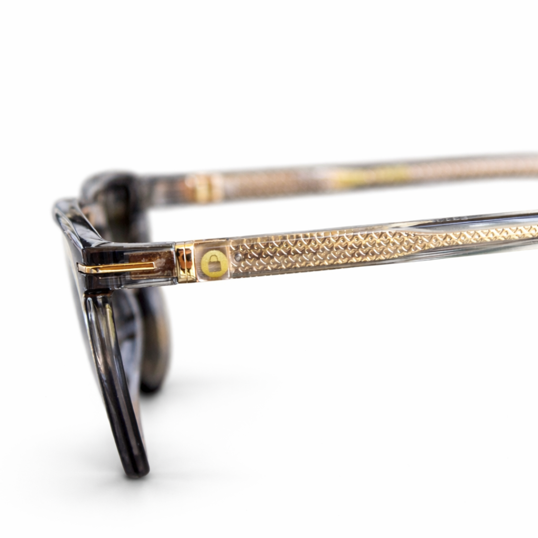 Locked Eyewear Compass 2.0 luxury sunglasses for athletes with gold metal detailing designed for premium style during off field lifestyle wear