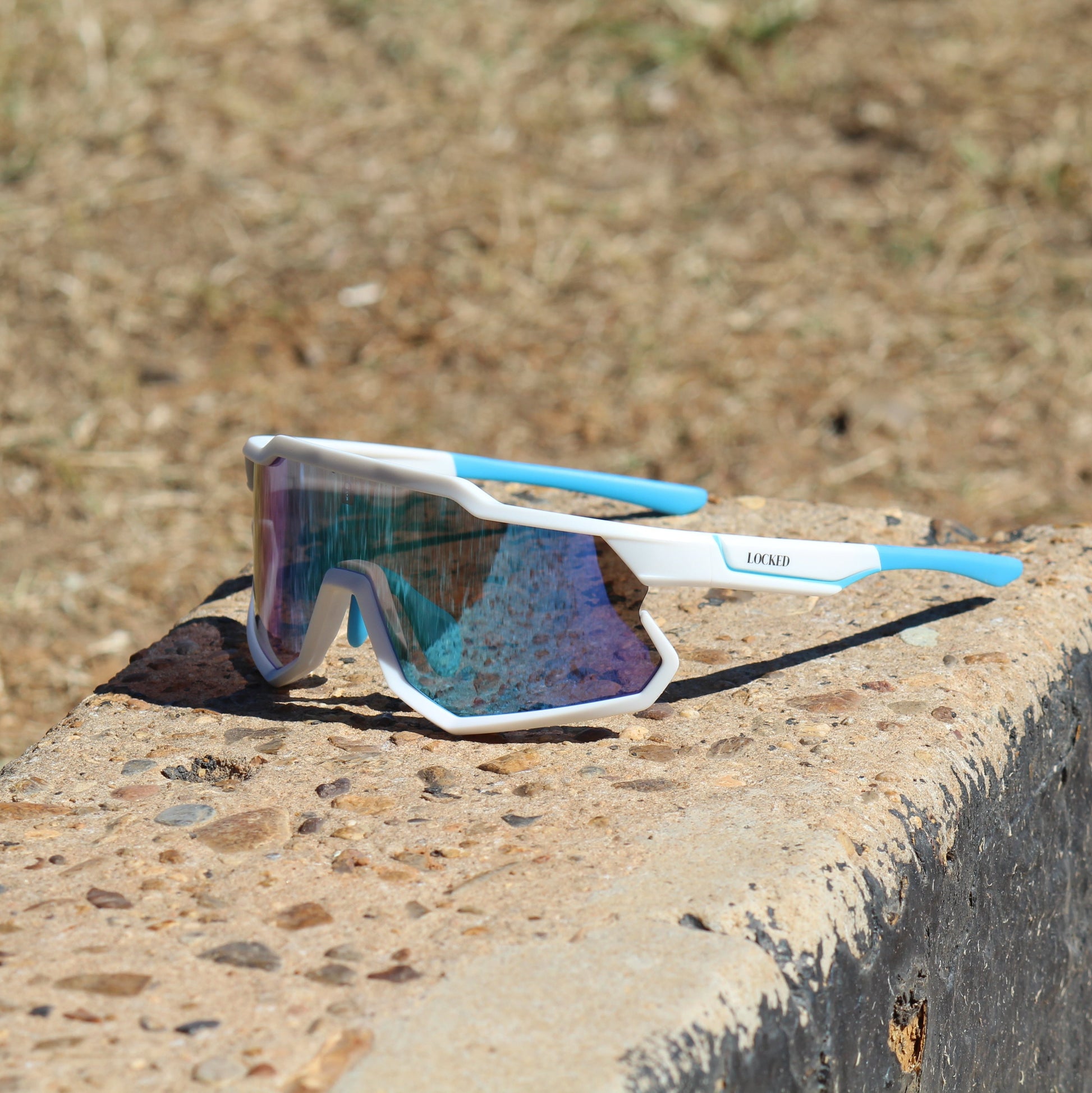 Full-view image of Locked Eyewear FirstPitch sunglasses, combining style and performance for baseball players.