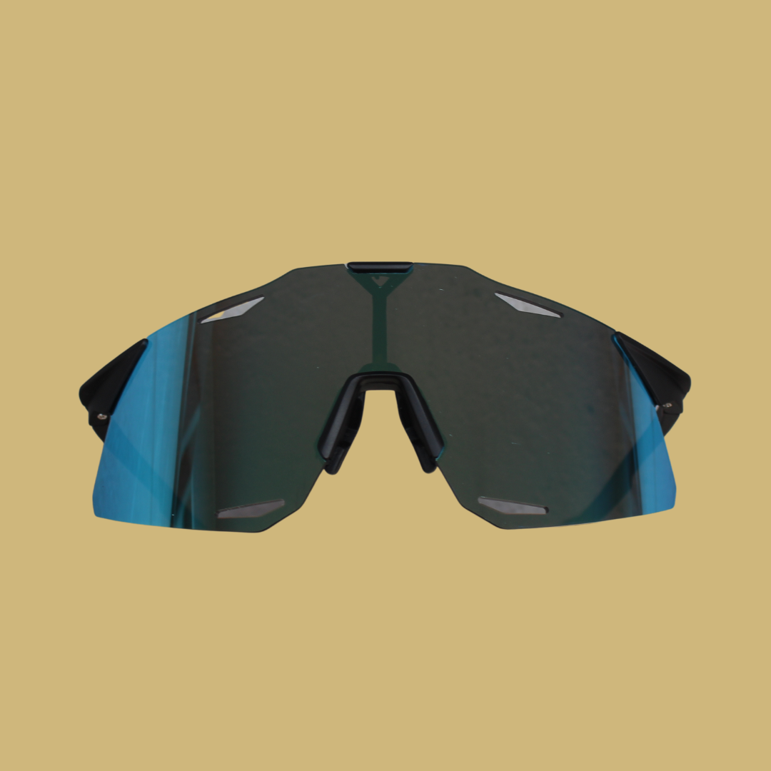 Front view of Badger10 sports sunglasses for baseball, showcasing a snug fit and robust build designed for clarity and comfort during games.