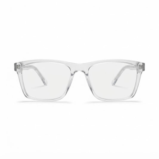 Locked Eyewear Load blue light glasses with clear traslucent frame, filters blue light with no color tiny, built for all-day screen and film-study wear