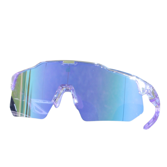 Locked Eyewear PA10 baseball sunglasses for outfielders with iridescent blue reflective lens designed for pro-grade sun protection during fly ball tracking in full sunlight