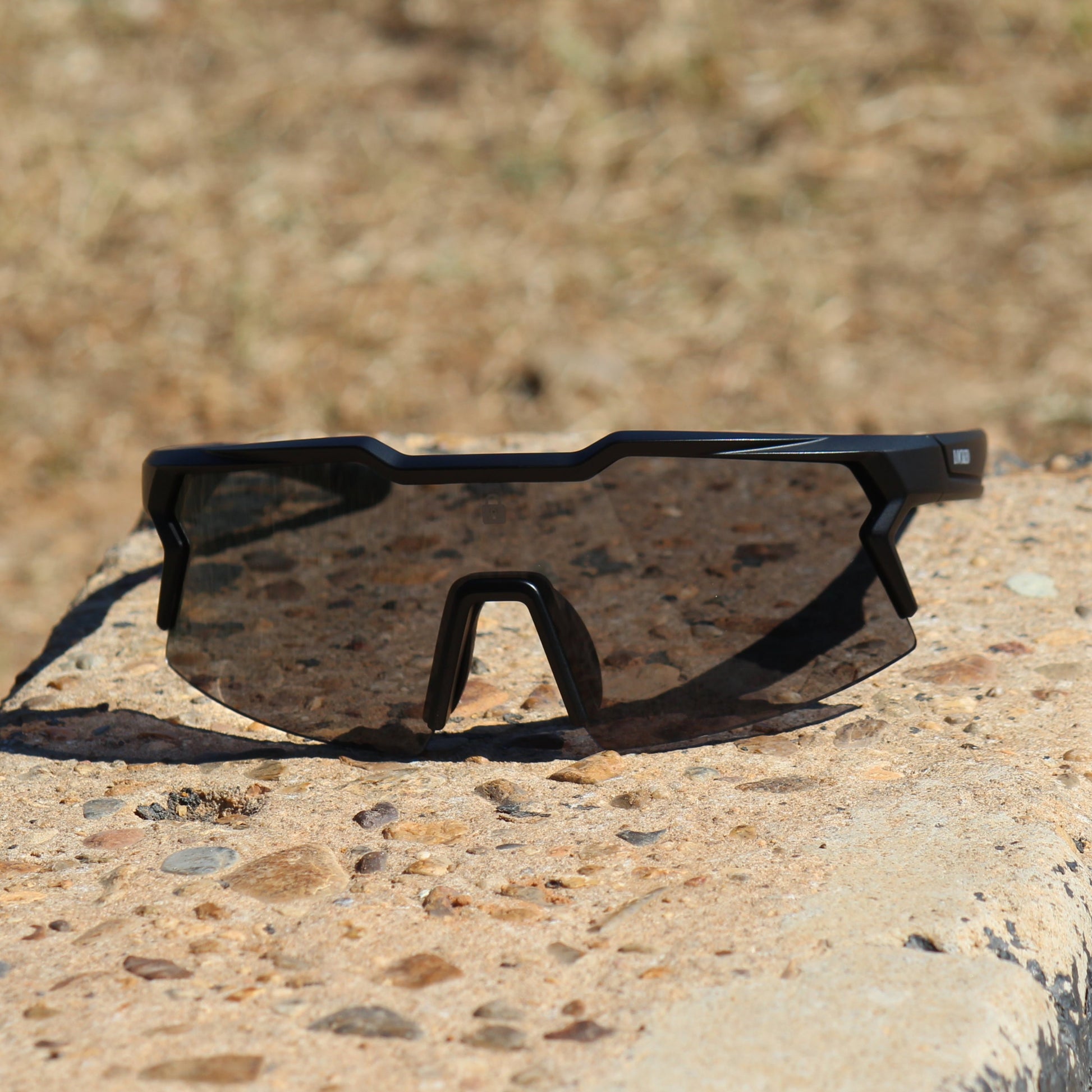 Right-angled view of Locked Eyewear Tiger sunglasses, emphasizing scratch-resistant lenses and stylish design.