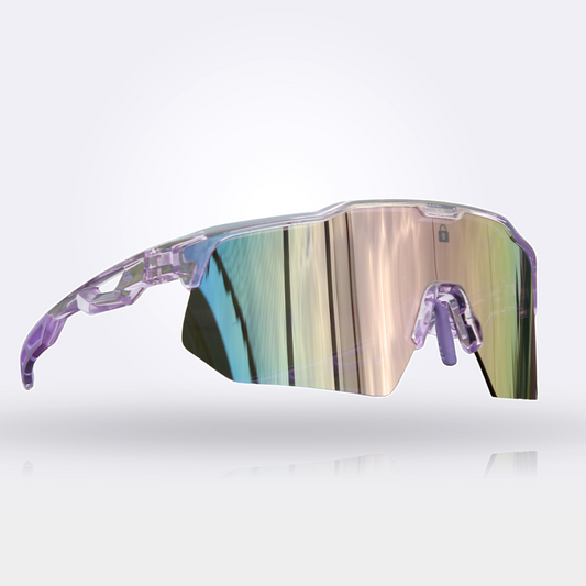  Locked Eyewear PA10 baseball sunglasses for outfielders with iridescent purple reflective lens designed for pro-grade performance sun protection during fly ball tracking